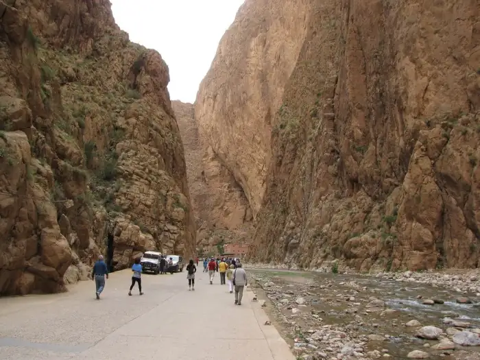 Dramatic Todra Gorge canyon with towering cliffs in Morocco desert tour