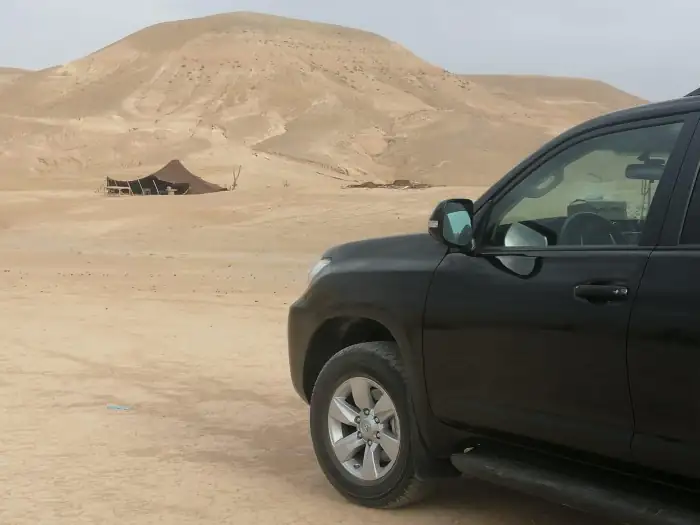 Camel trekking at sunset in Zagora desert during 2-day express tour from Marrakech